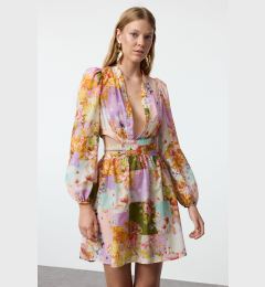 Снимка на Trendyol Floral Mini Woven Cut Out/Window 100% Cotton Beach Dress