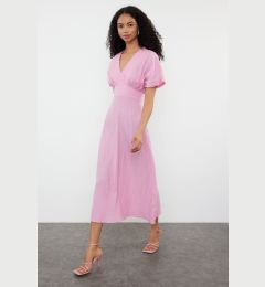 Снимка на Trendyol Fuchsia A-Line Bodice Detailed V-Neck Maxi Woven Dress