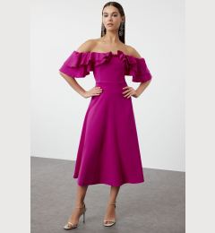 Снимка на Trendyol Fuchsia A-Line Carmen Collar Woven Elegant Evening Dress