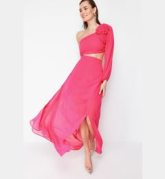 Снимка на Trendyol Fuchsia A-Line Lined Window/Cut Out Detailed Chiffon Gradient Chic Evening Dress