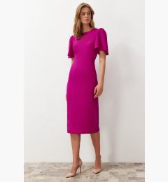 Снимка на Trendyol Fuchsia A-Line Midi Pencil Skirt Woven Dress with Pleat Detail on the Sleeve