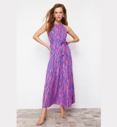 Снимка на Trendyol Fuchsia Animal Shift Halter Neck Halter Neck Shally Maxi Woven Dress