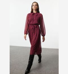 Снимка на Trendyol Fuchsia Belted Animal A-line Midi Woven Winter Dress