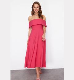 Снимка на Trendyol Fuchsia Carmen Collar A-Line Woven Elegant Evening Dress