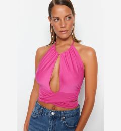 Снимка на Trendyol Fuchsia Crop Knitted Tie Blouse