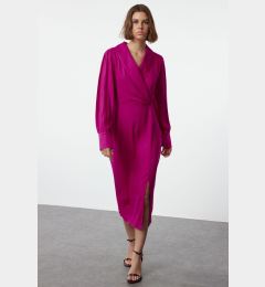 Снимка на Trendyol Fuchsia Double-breasted Slit Detailed Midi Woven Dress