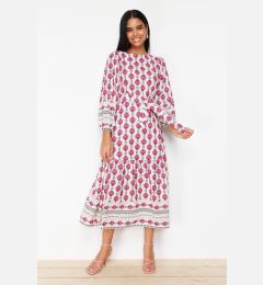 Снимка на Trendyol Fuchsia Ethnic Patterned Linen Look Woven Dress