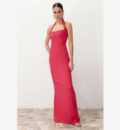 Снимка на Trendyol Fuchsia Fitted Neckline Woven Long Evening Dress