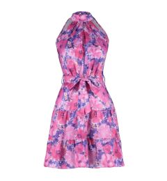 Снимка на Trendyol Fuchsia Floral Print Halter Neck A-line Satin Mini Woven Dress