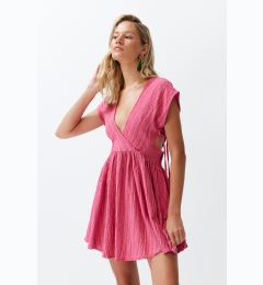 Снимка на Trendyol Fuchsia Mini Woven Cut Out/Window Linen Blend Beach Dress