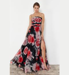 Снимка на Trendyol Fuchsia-Multicolored Floral Woven Long Evening Dress