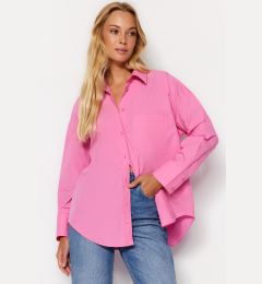 Снимка на Trendyol Fuchsia Oversize/Creature Poplin Woven Shirt