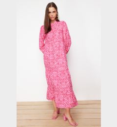 Снимка на Trendyol Fuchsia Patterned Half Pat Wide Fit Cotton Woven Dress