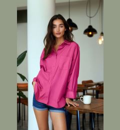 Снимка на Trendyol Fuchsia Single Pocket Boyfriend/Wide Fit Cotton Woven Shirt