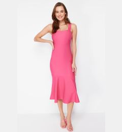 Снимка на Trendyol Fuchsia Skirt Flounce Strap Midi Woven Dress