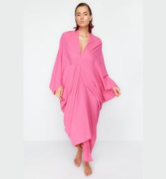 Снимка на Trendyol Fuchsia Wide Fit Maxi Woven Gathered Beach Dress