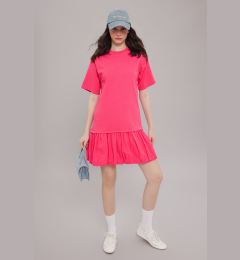 Снимка на Trendyol Fuchsia Woven Detailed Skirt with Flounce Shift/Straight Cut Mini Knit Dress