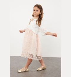 Снимка на Trendyol Girl's Pink Bolero Floral Appliqued Stone Detailed Woven Set Dress