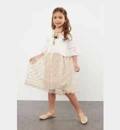 Снимка на Trendyol Girl's Stone Bolero Flower Appliqued Stone Detailed Woven Set Dress