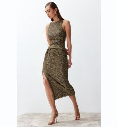 Снимка на Trendyol Gold Fitted Knitted Shiny Sequin Knitted Sequin Elegant Evening Dress