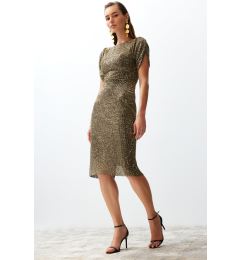 Снимка на Trendyol Gold Fitted Shiny Knitted Sequin Elegant Evening Dress