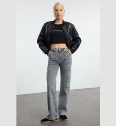 Снимка на Trendyol Gray Cargo Pocket High Waist Wide Leg Jeans