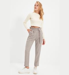 Снимка на Trendyol Gray Cigarette Tie-up Woven Trousers