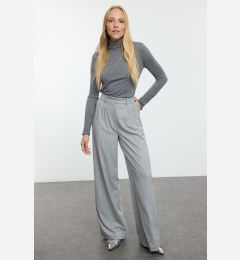 Снимка на Trendyol Gray Glitter Striped Wide Leg Trousers