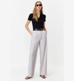 Снимка на Trendyol Gray High Waist Wide Leg Striped Woven Trousers