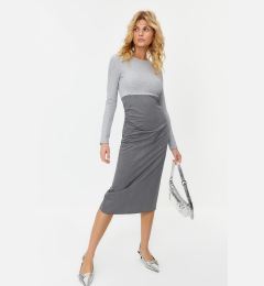 Снимка на Trendyol Gray Knitted Mixed Woven Dress