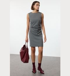 Снимка на Trendyol Gray Plain Bodycon Mini Drape Detailed Woven Dress