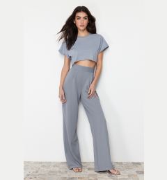 Снимка на Trendyol Gray Pleated Wide Leg/Comfort Fit Trousers