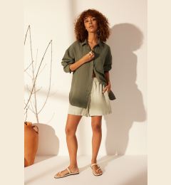 Снимка на Trendyol Green 100% Linen Oversize Shirt