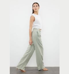 Снимка на Trendyol Green 100% Linen Pleated High Waist Wide Leg Trousers