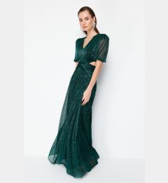 Снимка на Trendyol Green A-Cut Knitted Evening Dress & Graduation Dress