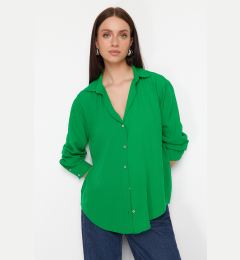 Снимка на Trendyol Green Basic Oversize Wide Fit Woven Shirt