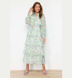 Снимка на Trendyol Green Belt Lined Chiffon Floral Woven Dress