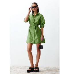 Снимка на Trendyol Green Belted Fabric Textured Mini Woven Shirt Dress