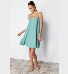 Снимка на Trendyol Green Comfortable Cut Strappy Collar Detailed Mini Woven Dress