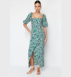 Снимка на Trendyol Green Floral Balloon Sleeve Viscose Midi Woven Dress