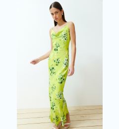 Снимка на Trendyol Green Floral Degaje Collar Strap Midi Woven Dress