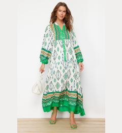 Снимка на Trendyol Green Floral Pattern Woven Viscose Dress