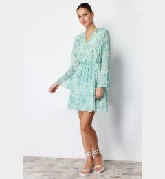 Снимка на Trendyol Green Floral Waist Opening Chiffon Lined Mini Woven Dress