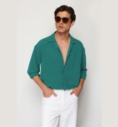 Снимка на Trendyol Green Oversize Fit Open Collar Summer Linen Look Shirt
