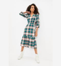 Снимка на Trendyol Green Plaid V-Neck Dress