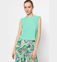 Снимка на Trendyol Green Pleated Crop Knitted Blouse