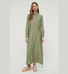 Снимка на Trendyol Green Side Tie Woven Shirt Linen Look Dress