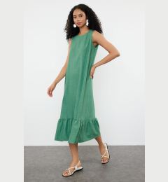 Снимка на Trendyol Green Straight Cut Skirt Flounce Mini Woven Dress