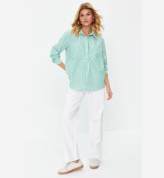 Снимка на Trendyol Green Striped Oversize Wide Fit Woven Shirt