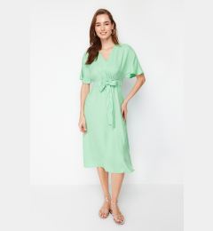 Снимка на Trendyol Green Tie Detailed A-line V-neck Midi Woven Dress